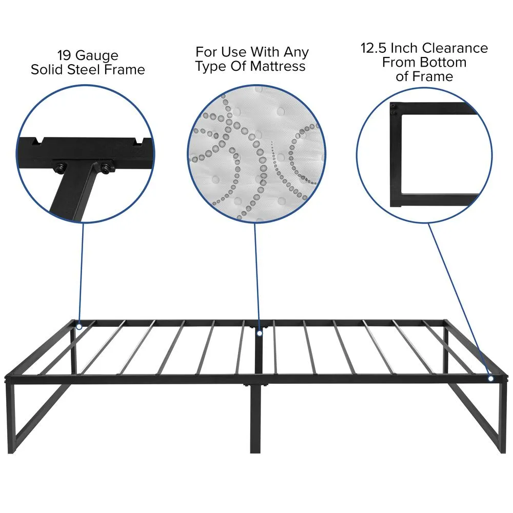 14 Inch Metal Platform Bed Frame With 12 Inch Pocket Spring Mattress In A Box And 2 Inch Cool Gel Memory Foam Topper - Twin By Flash Furniture