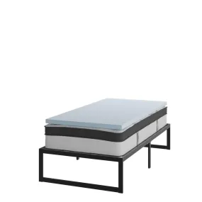 14 Inch Metal Platform Bed Frame With 12 Inch Pocket Spring Mattress In A Box And 2 Inch Cool Gel Memory Foam Topper - Twin By Flash Furniture