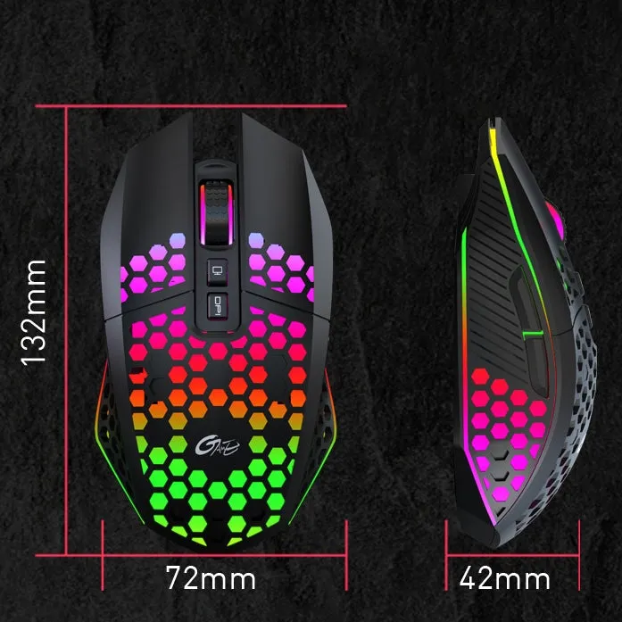 2.4GHz Wireless Honeycomb Design Gaming Mouse with RGB Backlight & Mute Buttons for Windows/Mac, 95g