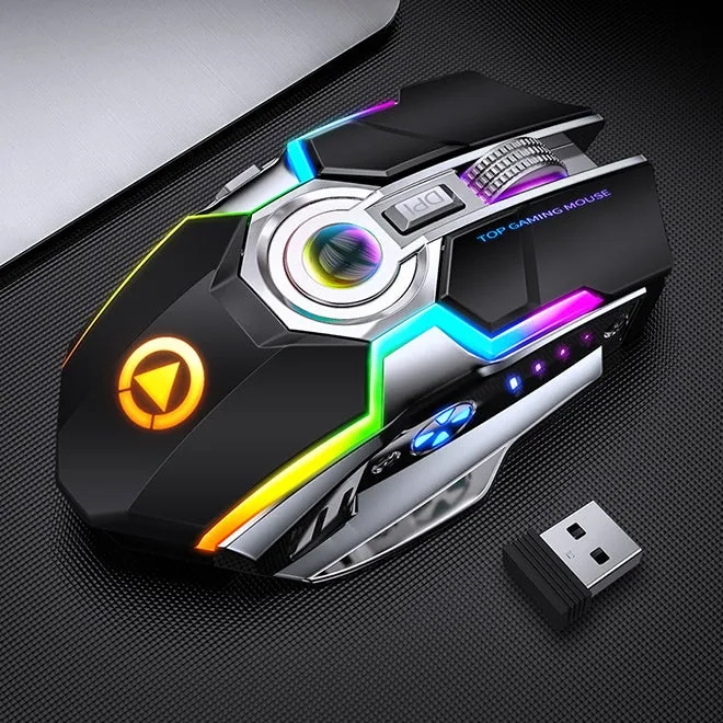 2.4GHz Wireless Optical Gaming Mouse with RGB Backlight & Mute Buttons for Windows/Mac