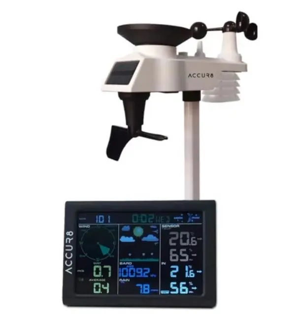 ACCUR8 DWS5100 5-in-1 Complete Solar-Powered WiFi Weather Station with Weather Alerts