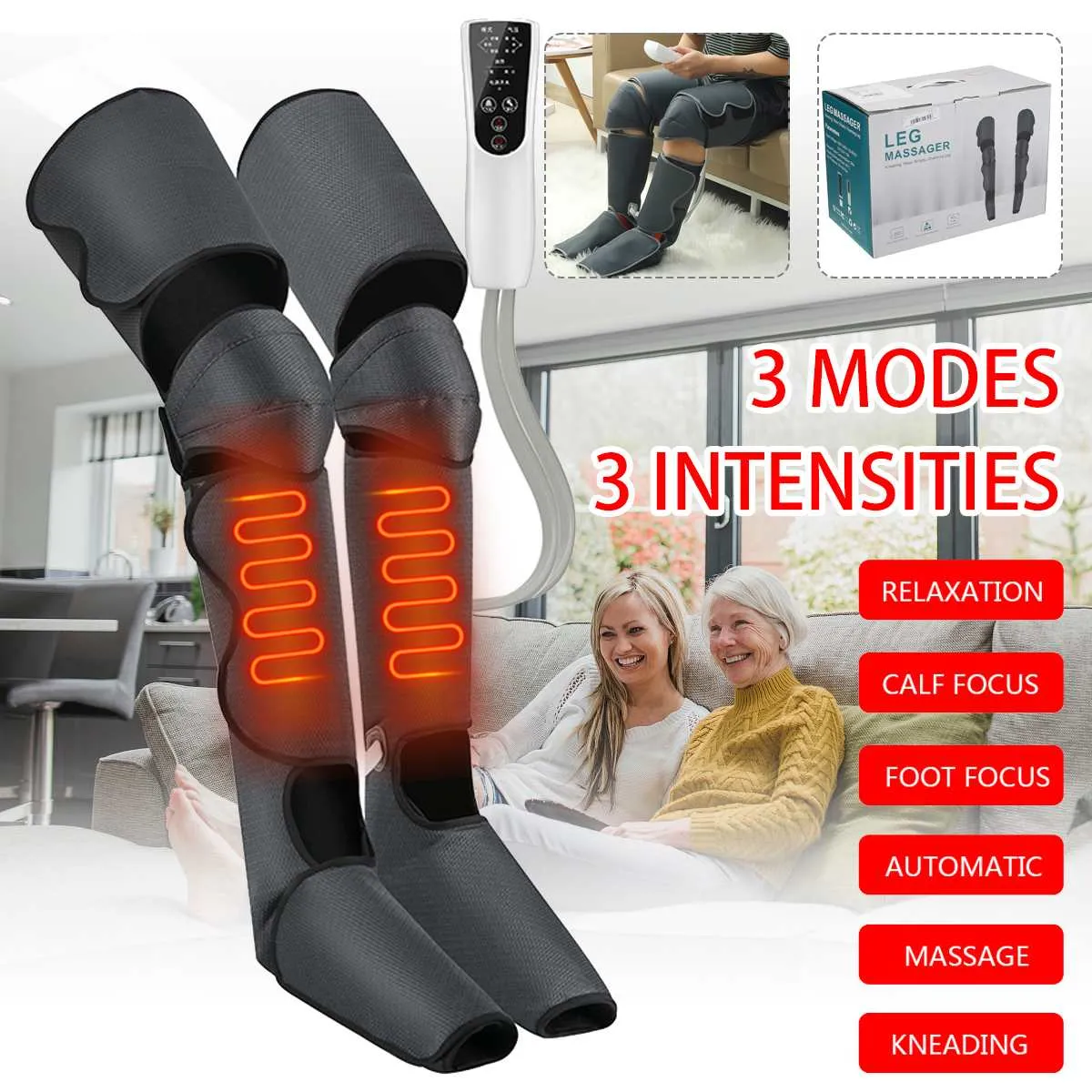 ANEMORE Leg Air Compression Massager Vibration Infrared Therapy Leg Arm Waist Pneumatic 8 Cavity Air Wraps Relax Pain Relief