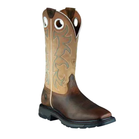 Ariat Men's Beige Workhog Square Toe Tall Earth Boots 10008205