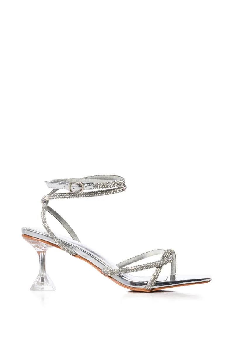 AZALEA WANG ADELLA SILVER NOVELTY HEEL SANDAL