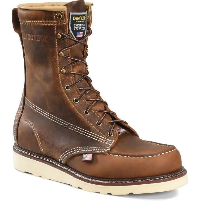 Carolina Men's Amp 8" Steel Toe USA Made Wedge Work Boot -Brown- CA8512