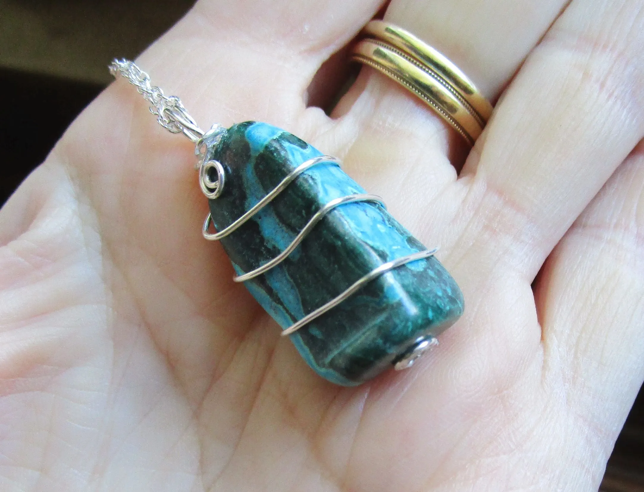 Chrysocolla Natural Colorful Crystal Pendant Necklace