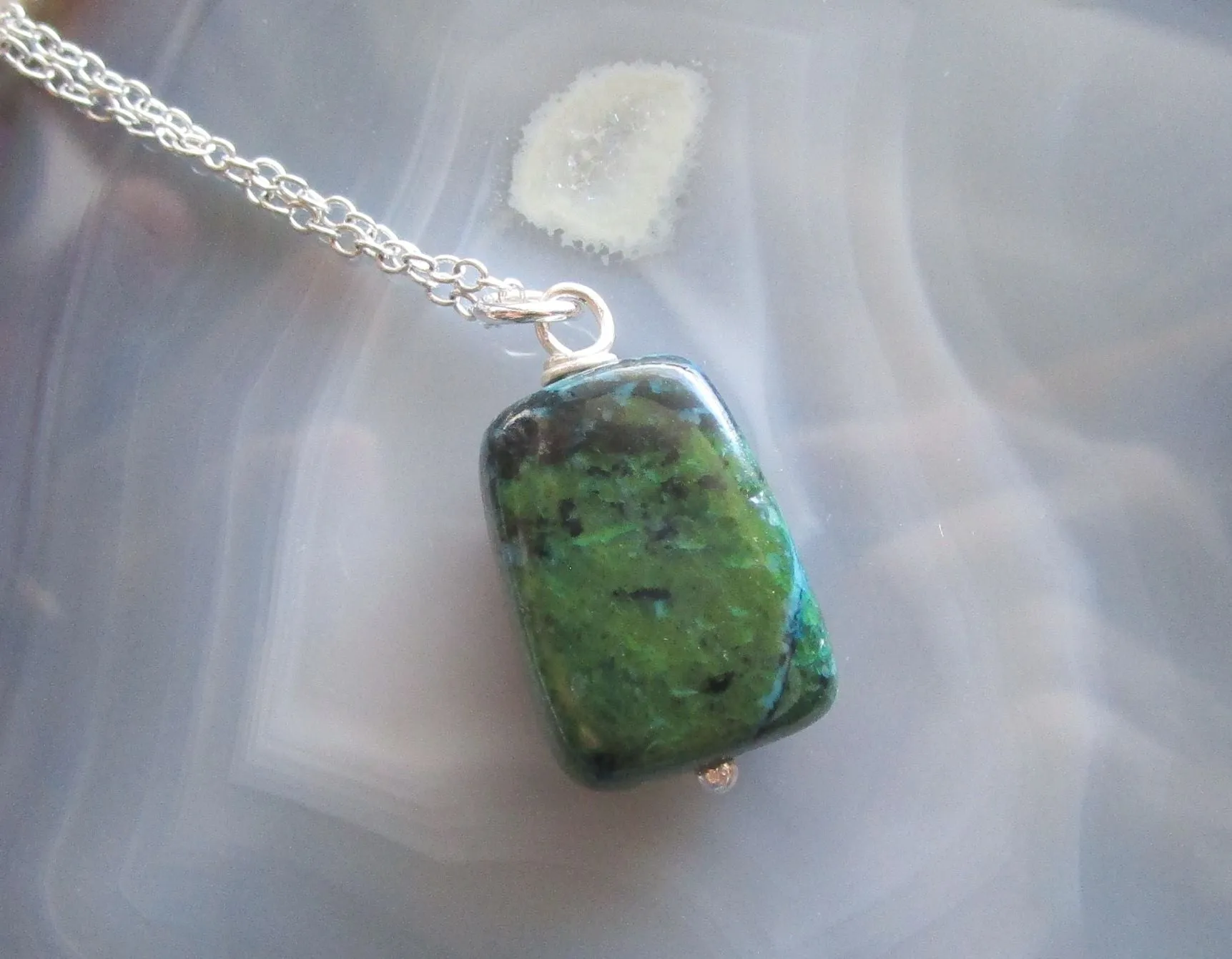 Chrysocolla Natural Polished Stone Pendant Necklace