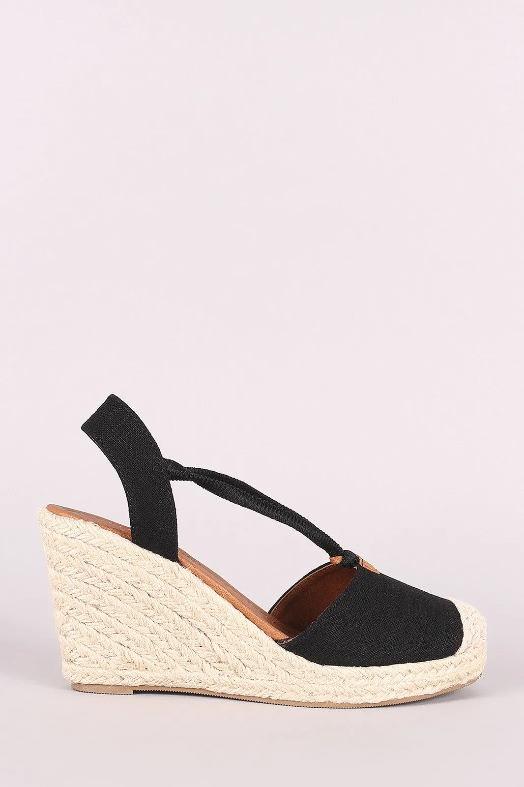 City Classified Linen Round Toe Espadrille Platform Wedge