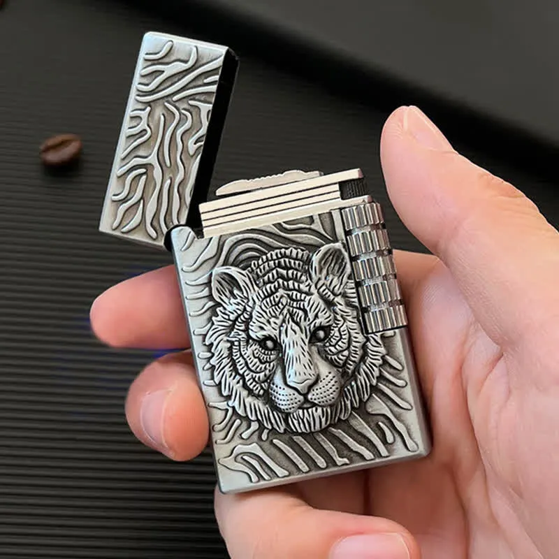 Cool Tiger Head Relief Refillable Butane Lighter