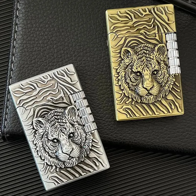 Cool Tiger Head Relief Refillable Butane Lighter