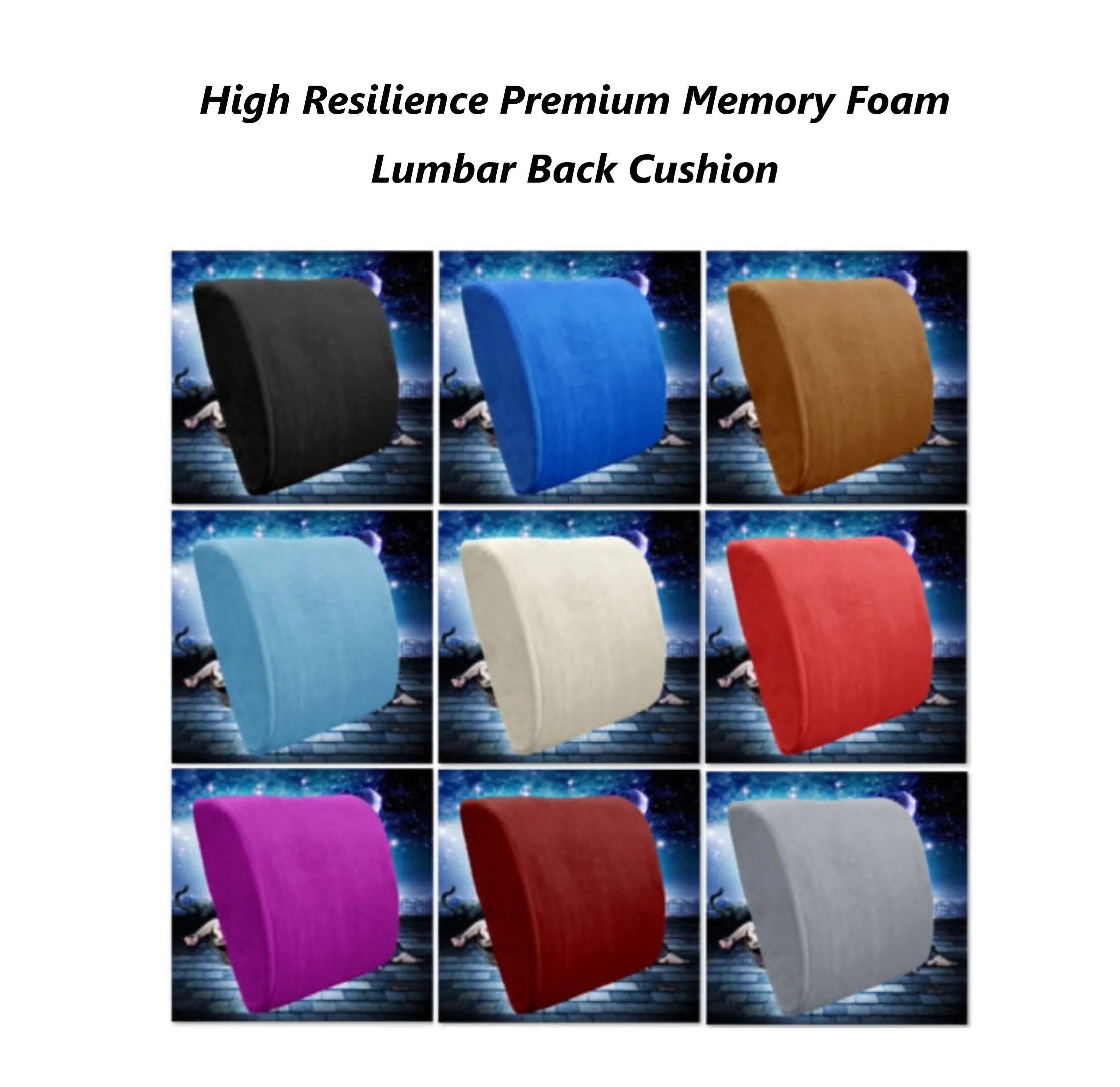 Cushion - Premium High Resilience Memory Foam Lumbar Support Back Cushion