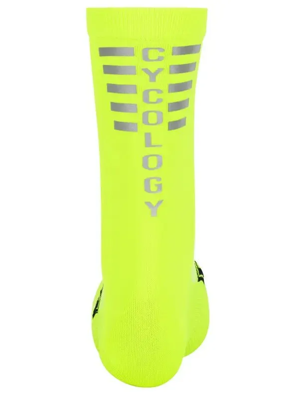 Cycology Lime Reflective Logo Cycling Socks