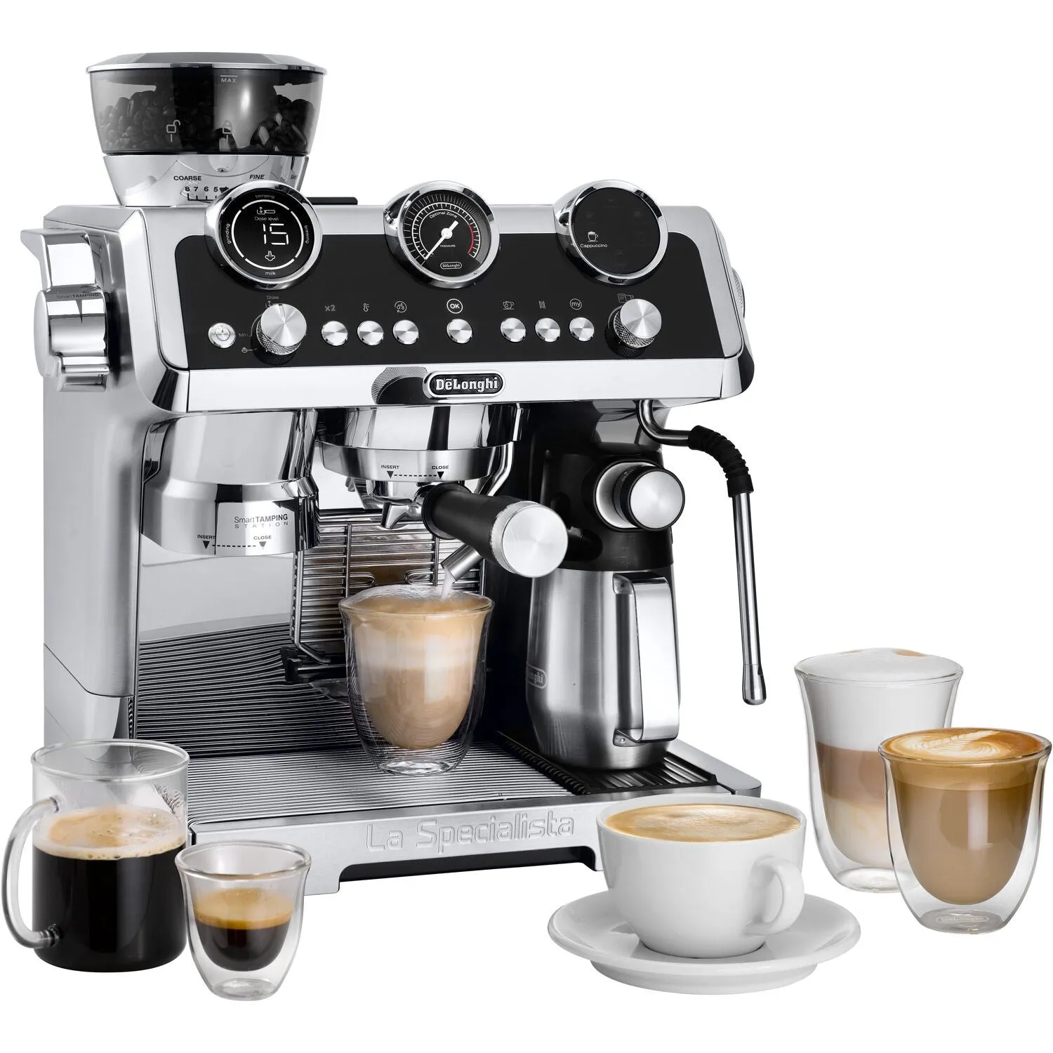 De'Longhi La Specialista Maestro Sensor Grinding, Milk Frothing Espresso Machine in Silver (EC9665M)