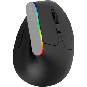 Delux M618C 2.4G Wireless Vertical Ergonomic Mouse with USB Receiver (Black)