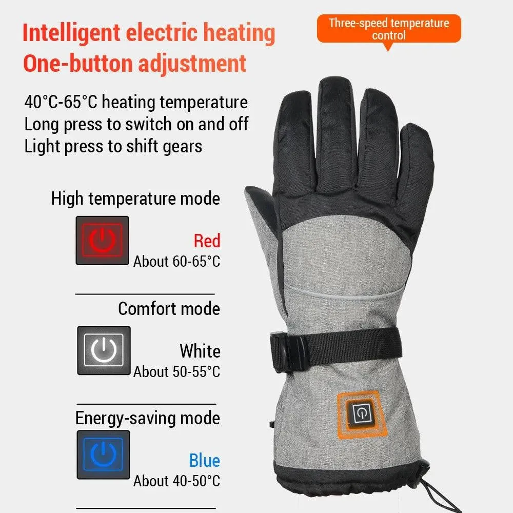 Electric Heated Gloves Waterproof Winter Gloves with 3 Heating Levels for Outdoor Sports Skiing Fishing Hunting