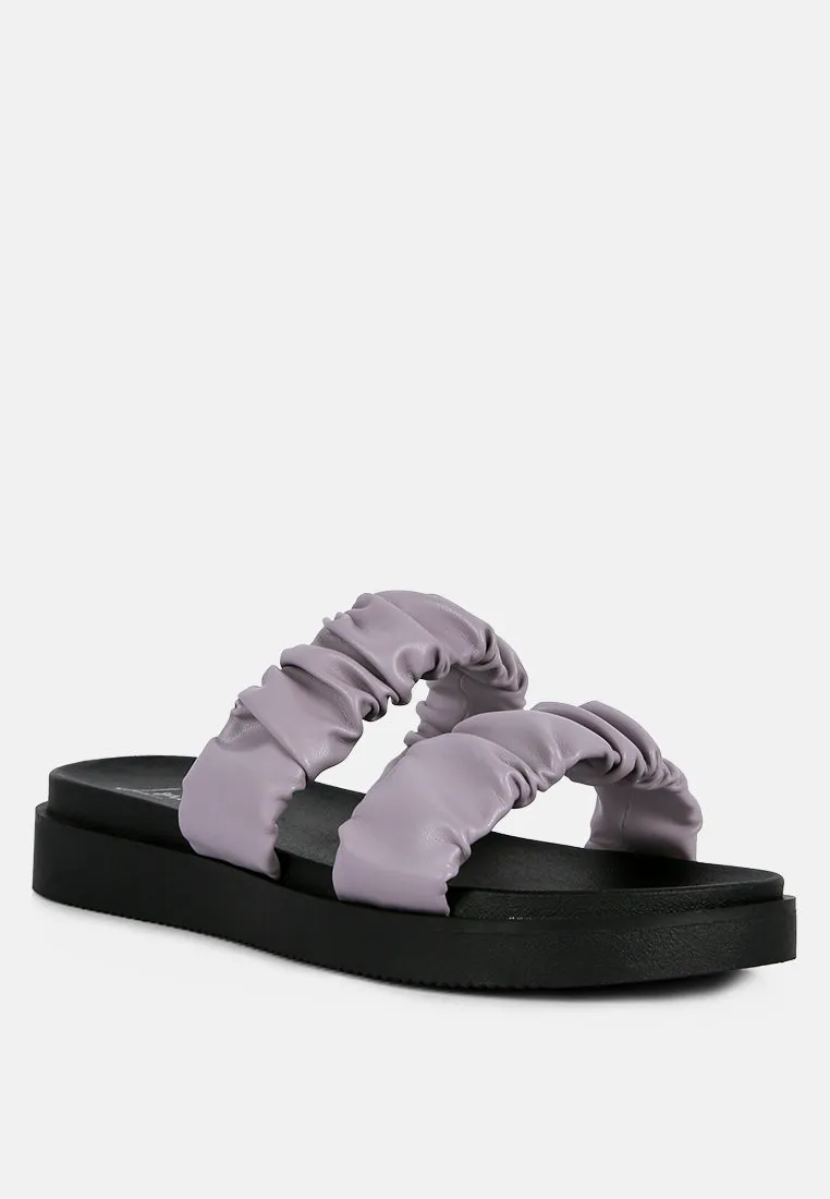 faux leather ruched strap platform sandals by London Rag