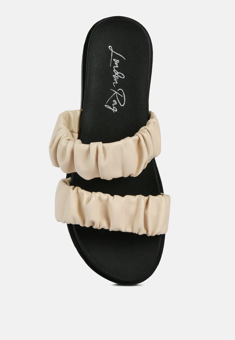 faux leather ruched strap platform sandals by London Rag