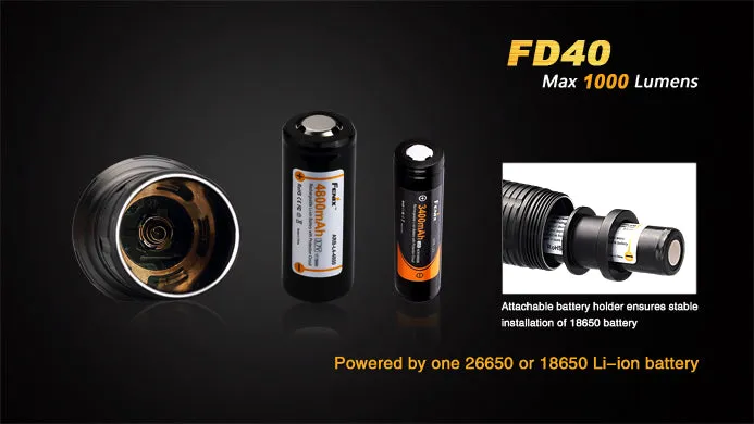 Fenix FD40 1x 18650 / 1x 26650 1000 Lumens CREE XP-L HI LED Flashlight