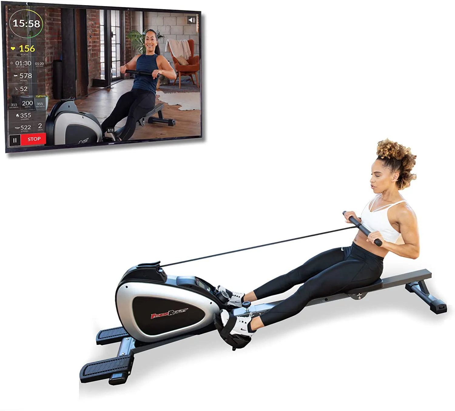 Fitness Reality 1000 Plus Bluetooth Magnetic Rowing Rower with Extended Optional Full Body Exercises