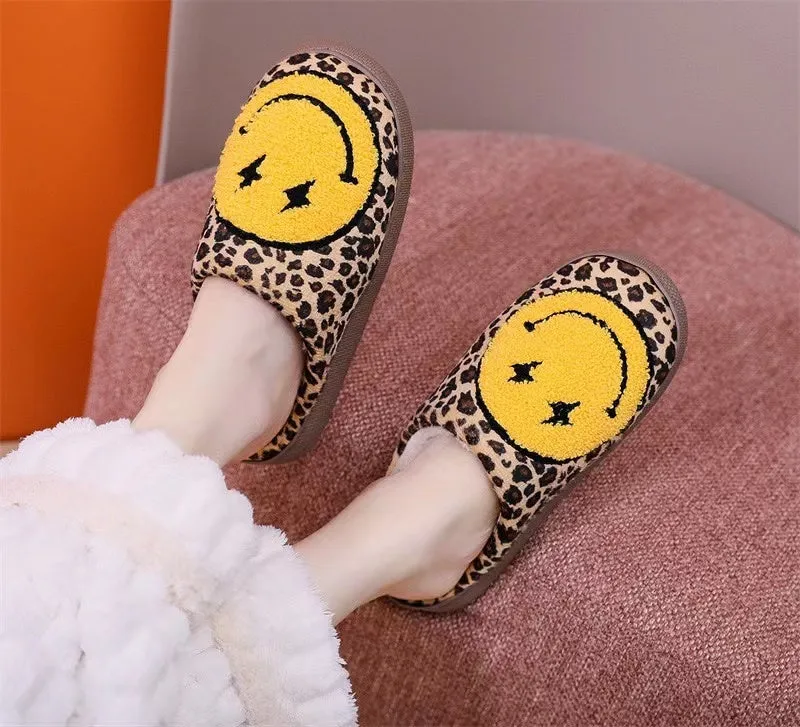 Fluffy Lightning Face Anti-Slip Slippers