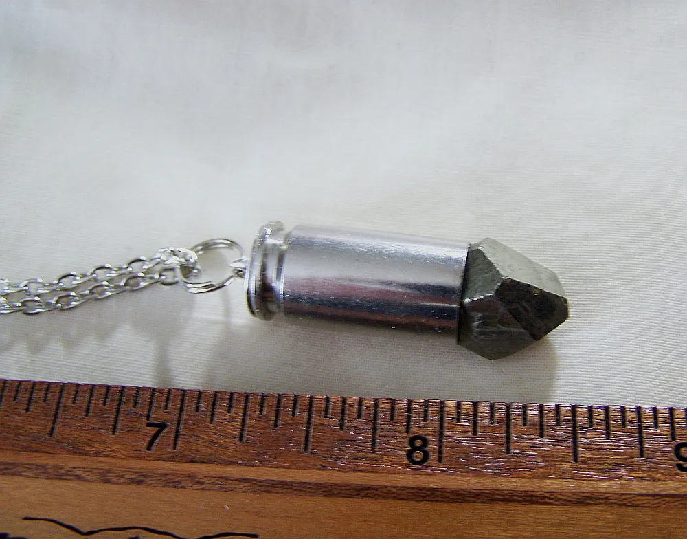 Geometric Gold Pyrite Silver Bullet Jewelry Pendant