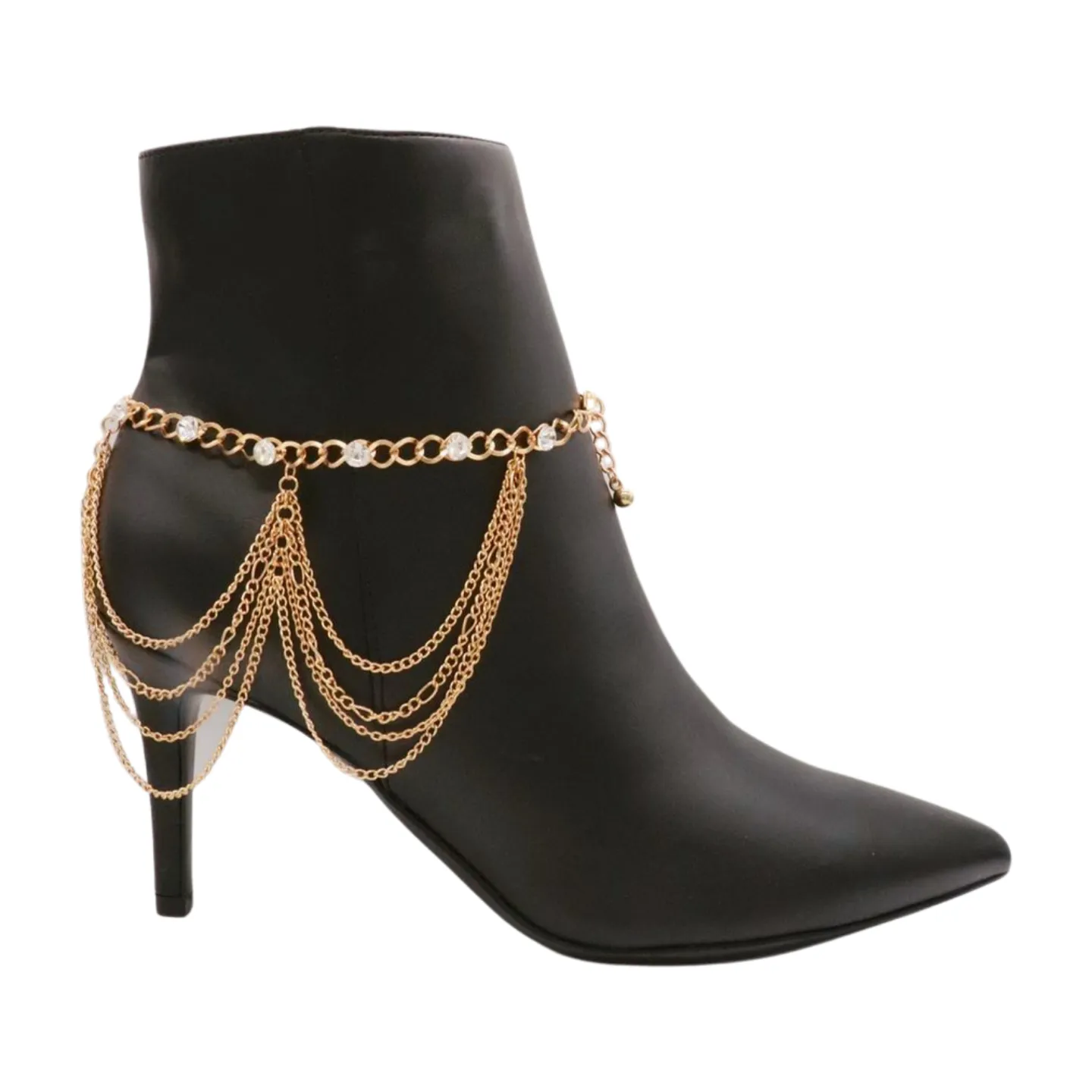 Gold Metal Boot Chain Bracelet Shoe Anklet Bling Wave Charm One Size