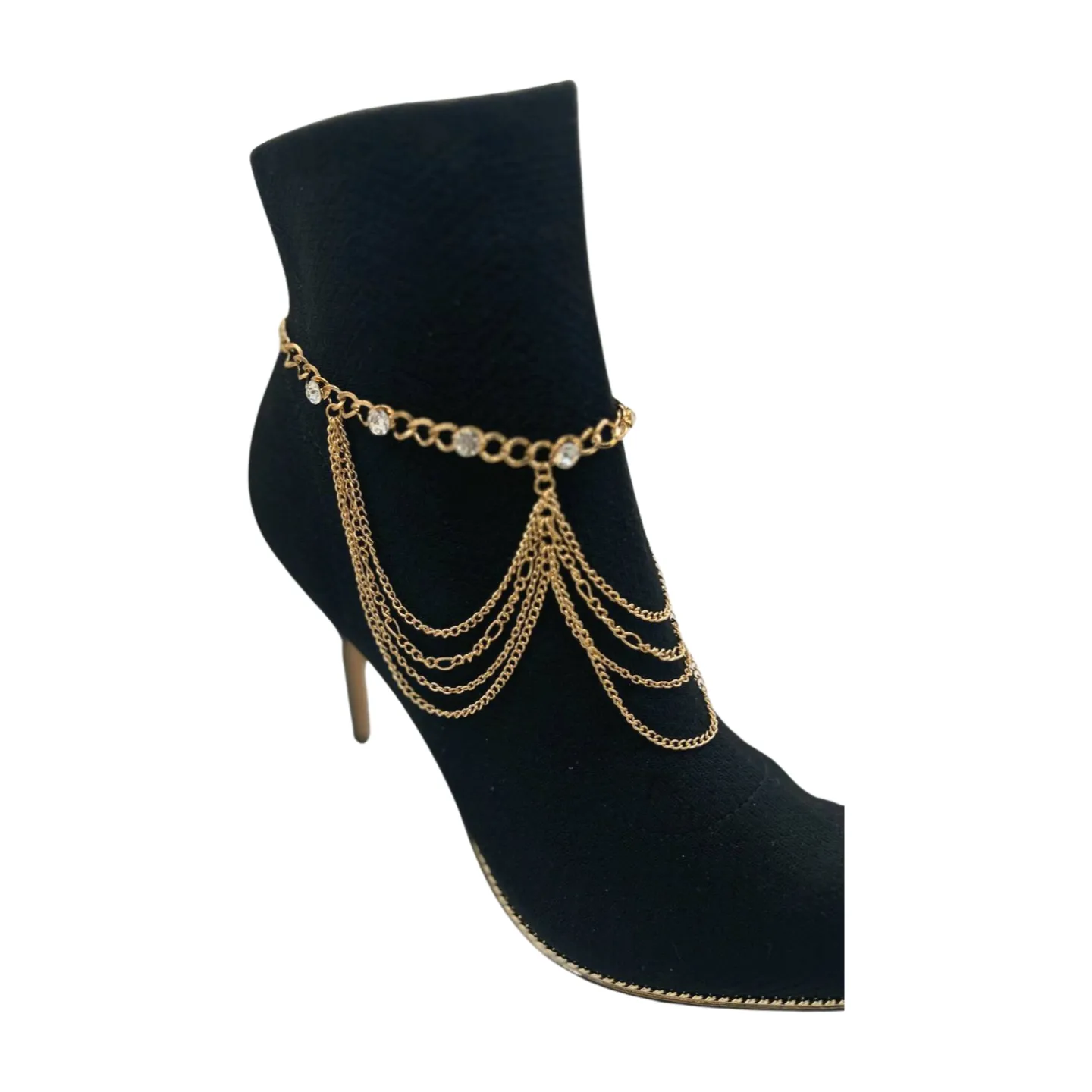 Gold Metal Boot Chain Bracelet Shoe Anklet Bling Wave Charm One Size