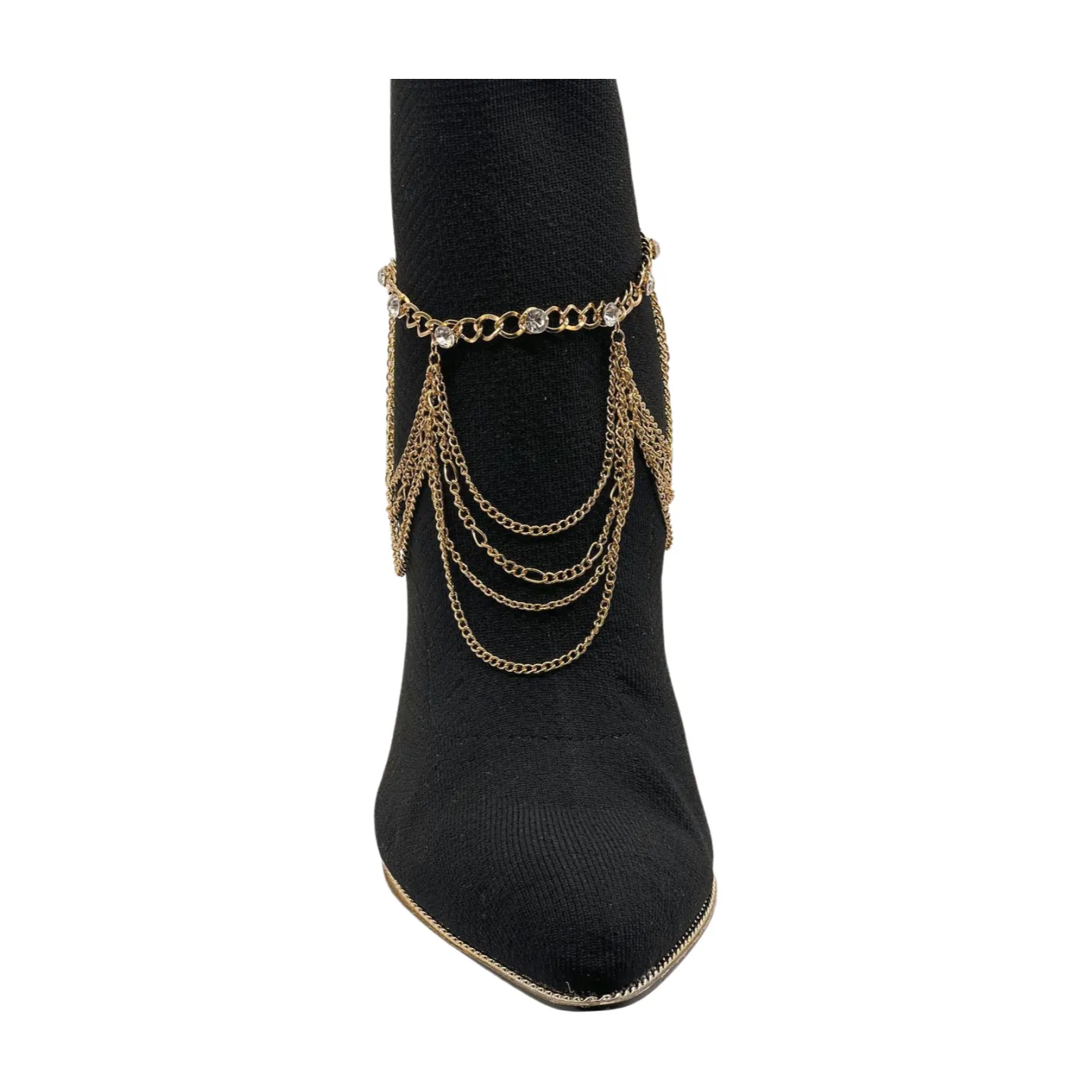 Gold Metal Boot Chain Bracelet Shoe Anklet Bling Wave Charm One Size