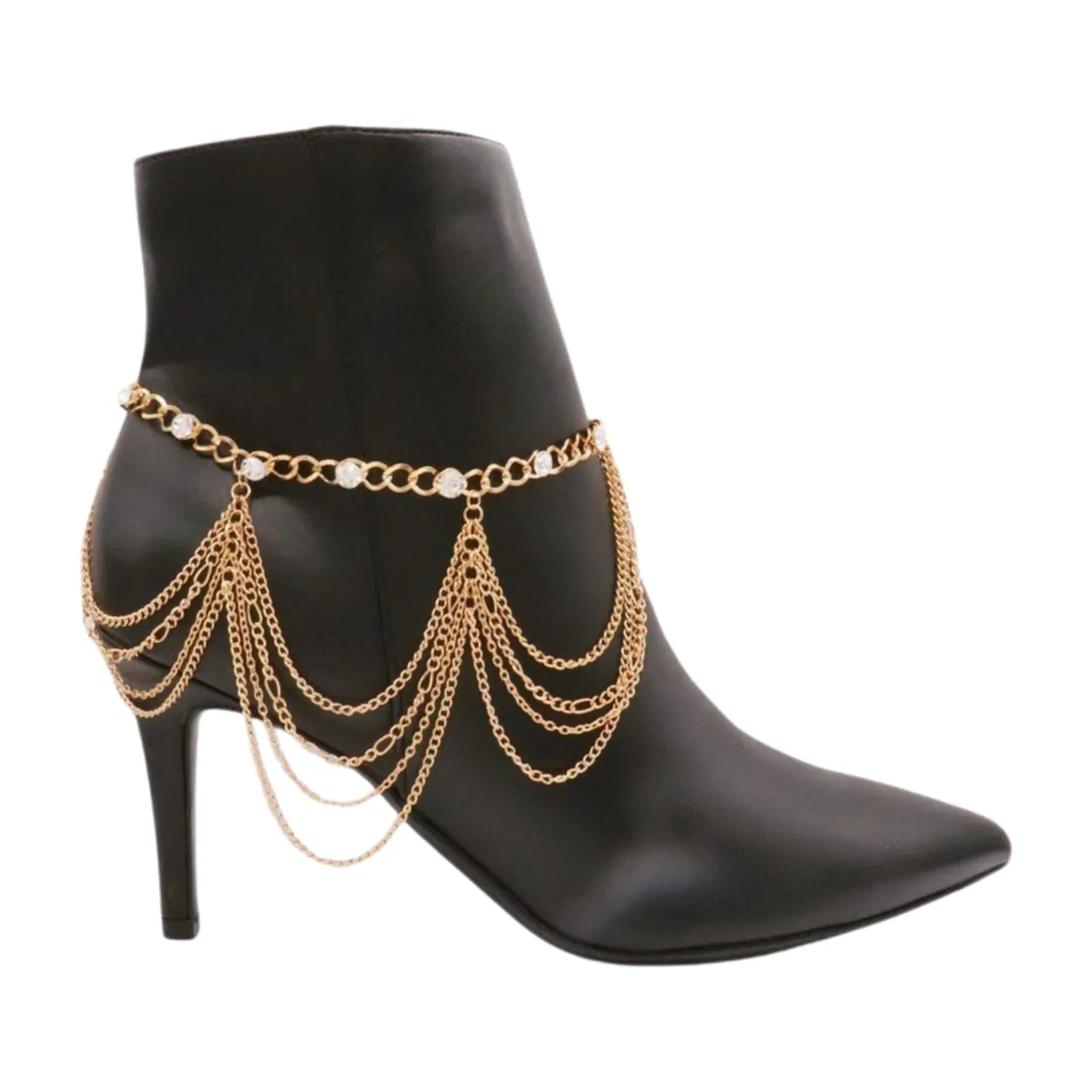 Gold Metal Boot Chain Bracelet Shoe Anklet Bling Wave Charm One Size