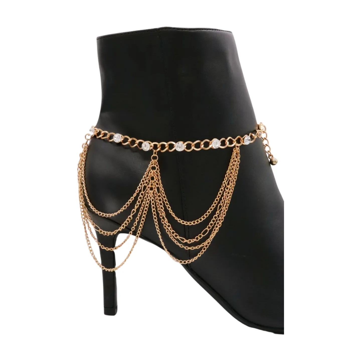 Gold Metal Boot Chain Bracelet Shoe Anklet Bling Wave Charm One Size