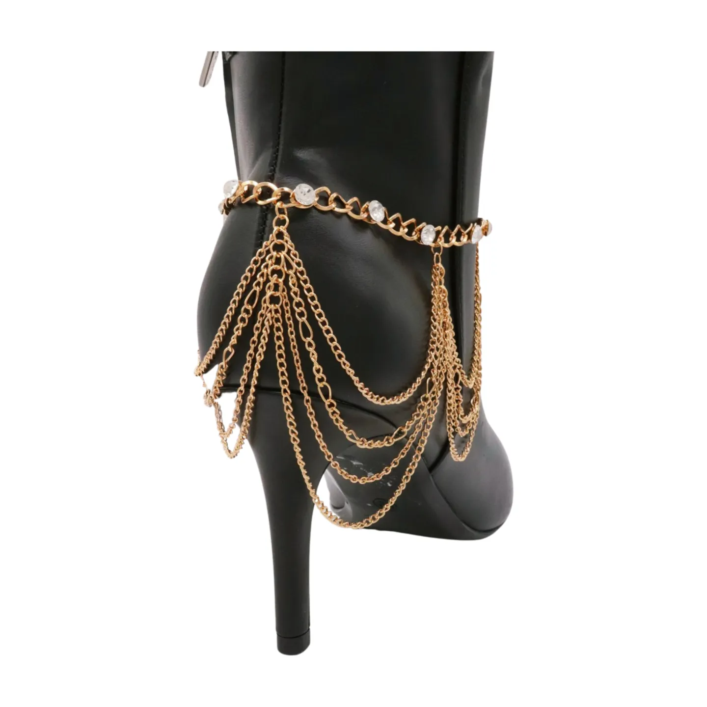 Gold Metal Boot Chain Bracelet Shoe Anklet Bling Wave Charm One Size