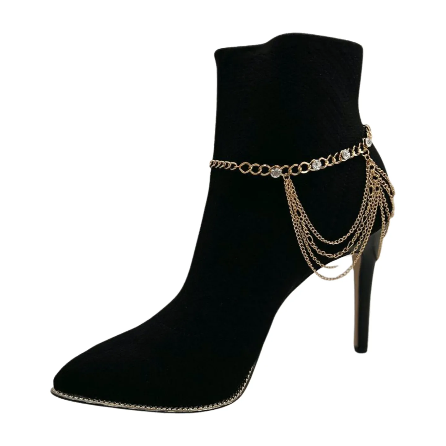 Gold Metal Boot Chain Bracelet Shoe Anklet Bling Wave Charm One Size