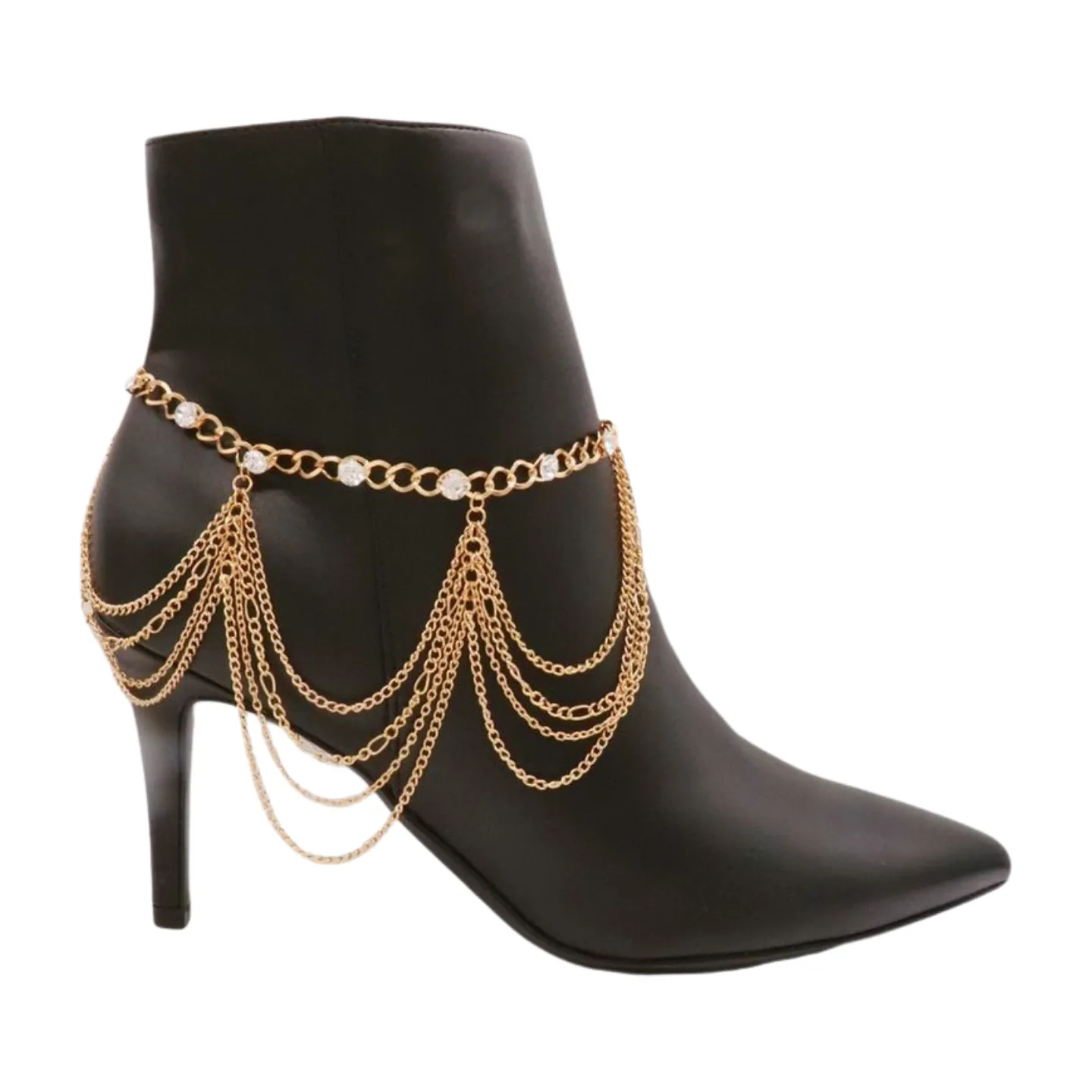 Gold Metal Boot Chain Bracelet Shoe Anklet Bling Wave Charm One Size