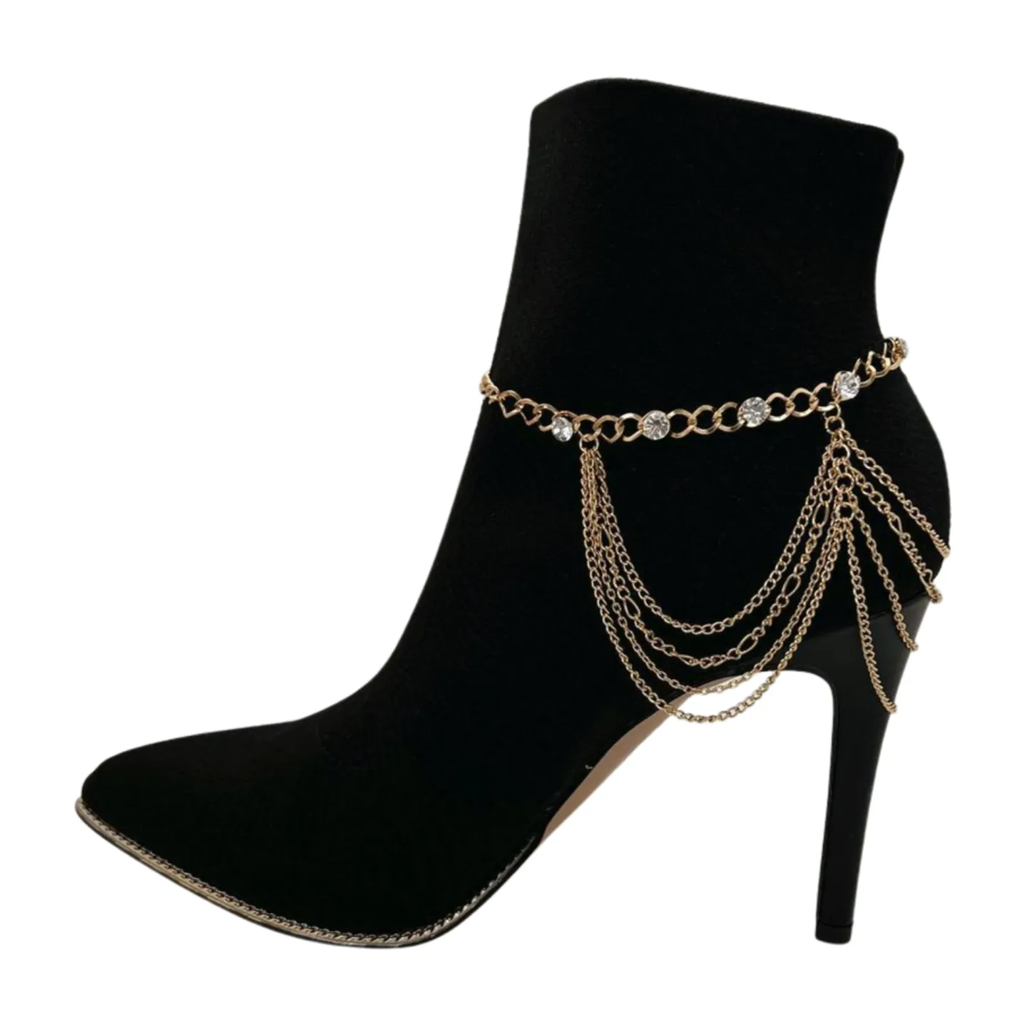 Gold Metal Boot Chain Bracelet Shoe Anklet Bling Wave Charm One Size