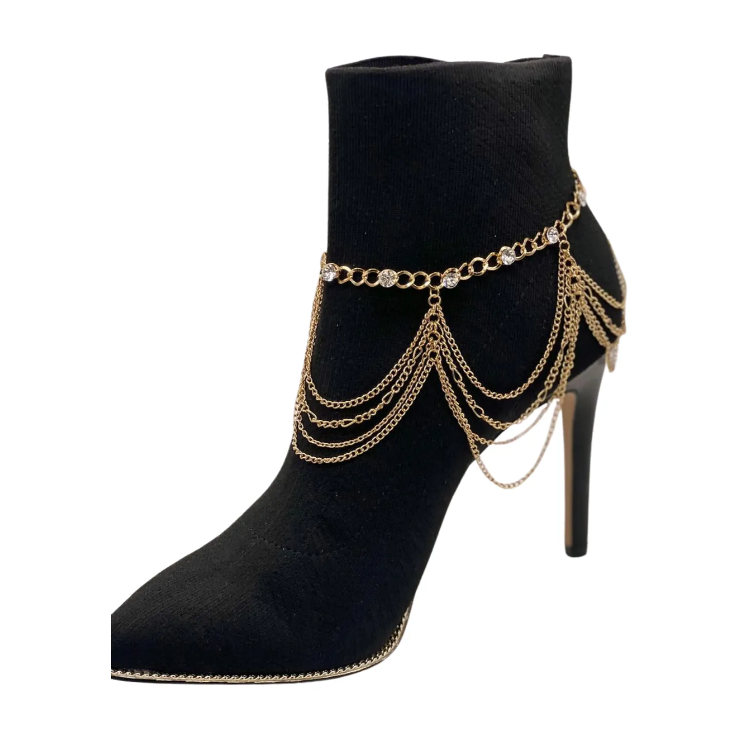 Gold Metal Boot Chain Bracelet Shoe Anklet Bling Wave Charm One Size