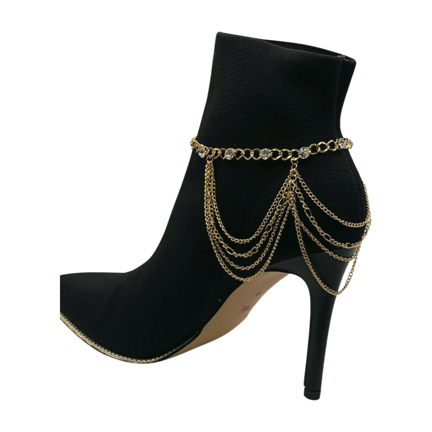 Gold Metal Boot Chain Bracelet Shoe Anklet Bling Wave Charm One Size