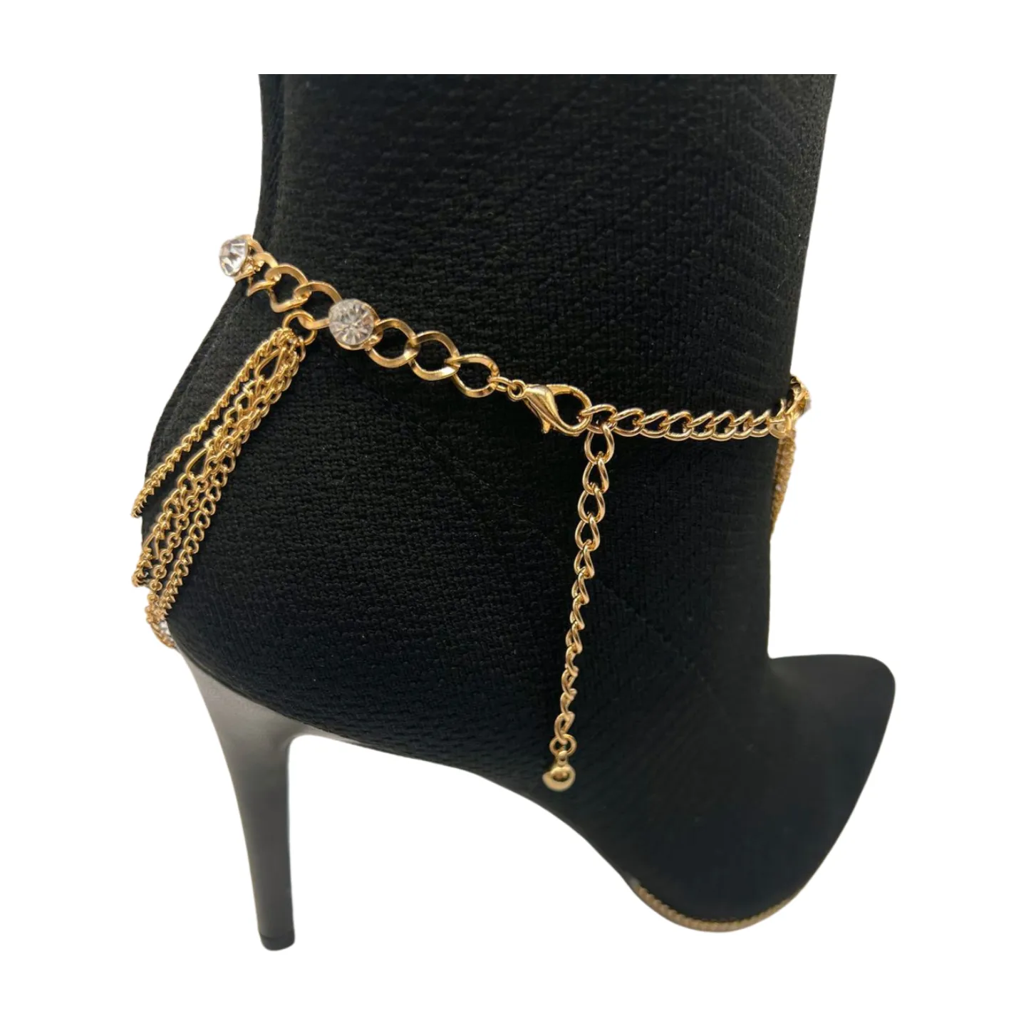 Gold Metal Boot Chain Bracelet Shoe Anklet Bling Wave Charm One Size