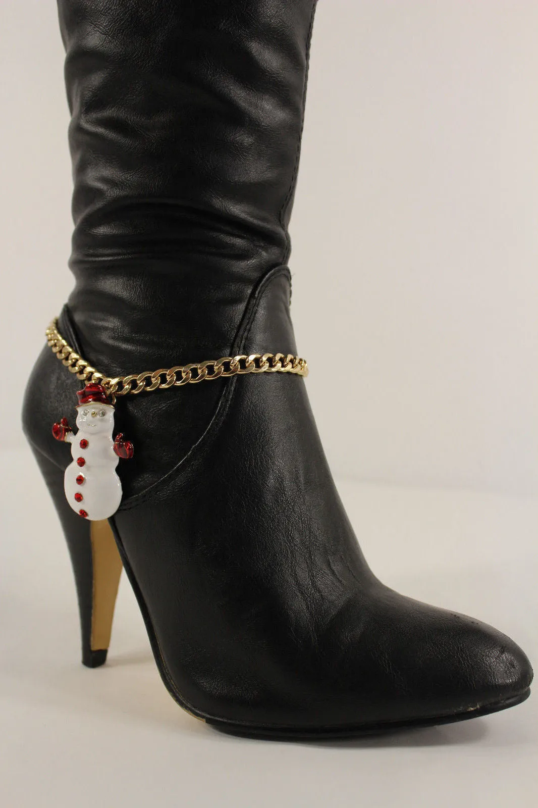 Gold Metal Boot Chain Bracelet Shoe Anklet Bling Wave Charm One Size