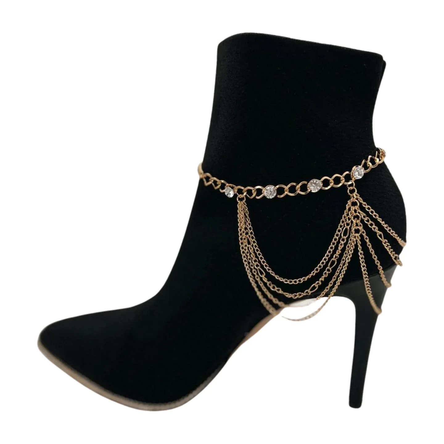 Gold Metal Boot Chain Bracelet Shoe Anklet Bling Wave Charm One Size