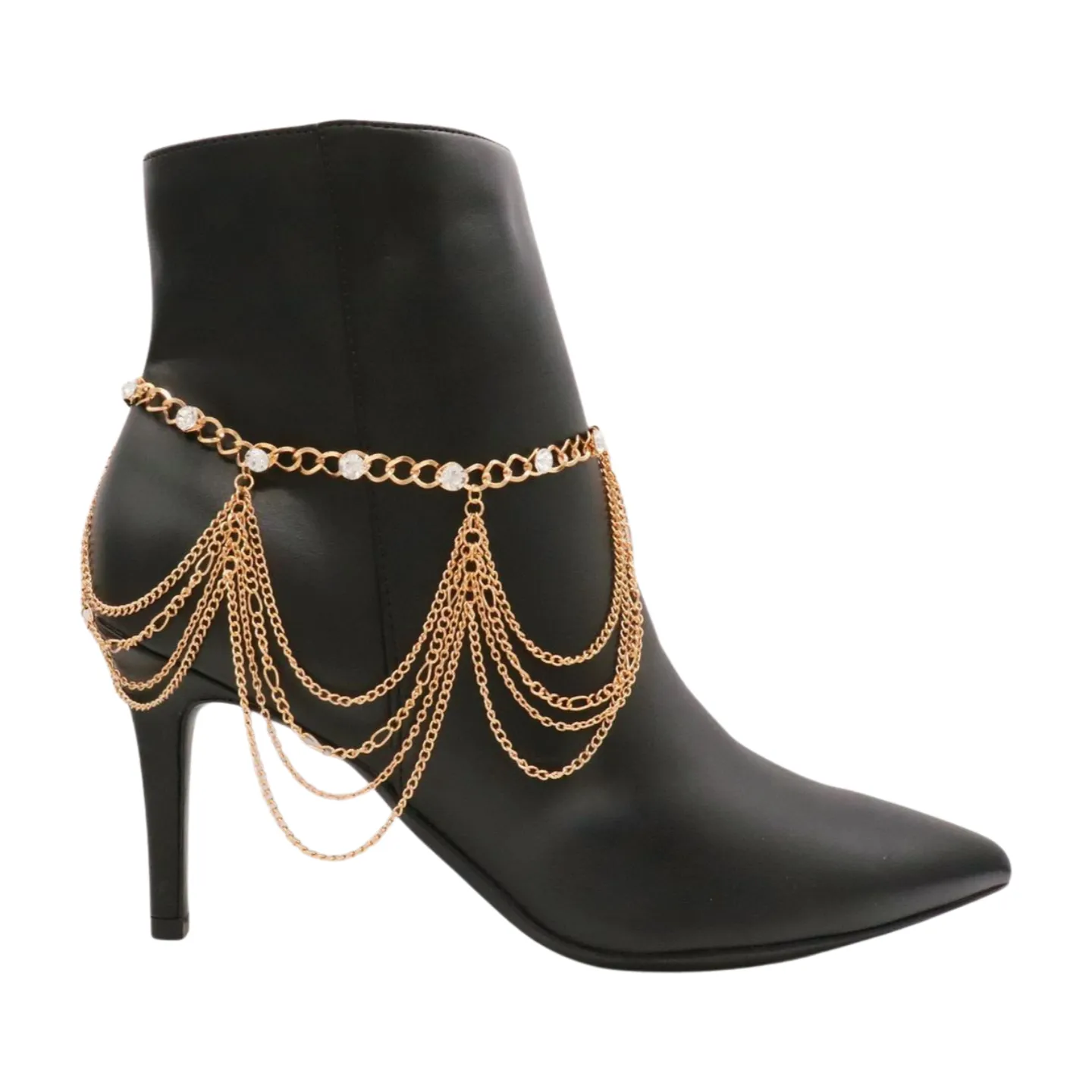 Gold Metal Boot Chain Bracelet Shoe Anklet Bling Wave Charm One Size