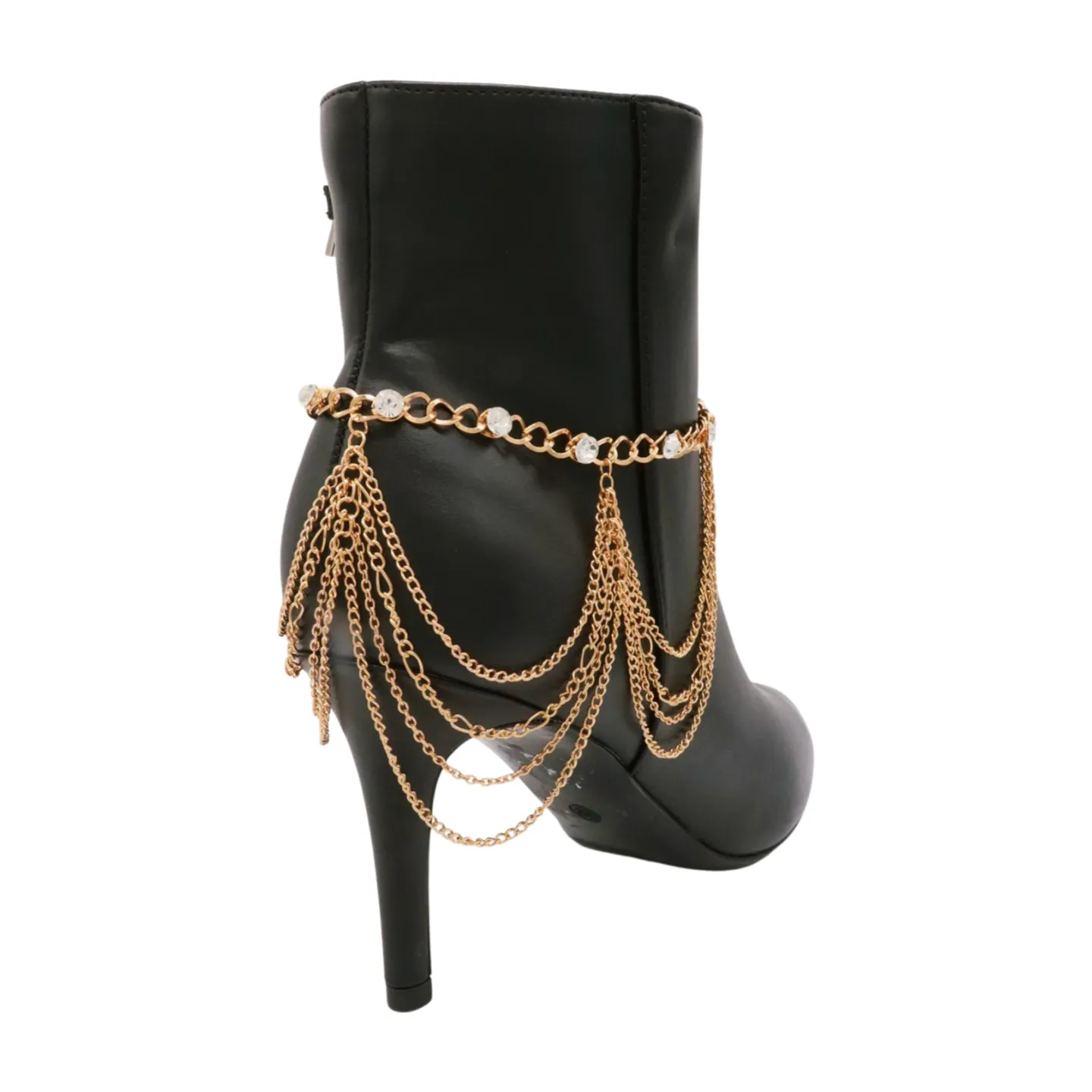 Gold Metal Boot Chain Bracelet Shoe Anklet Bling Wave Charm One Size