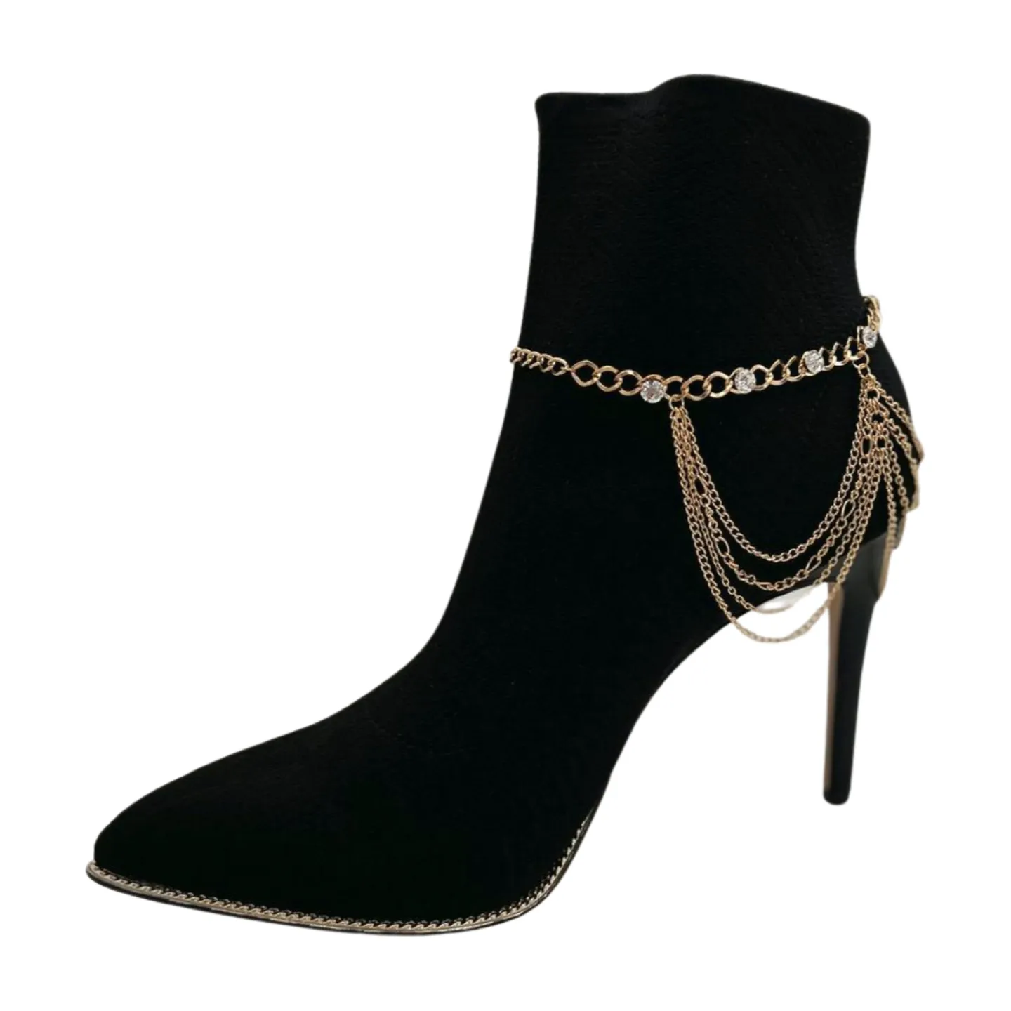 Gold Metal Boot Chain Bracelet Shoe Anklet Bling Wave Charm One Size