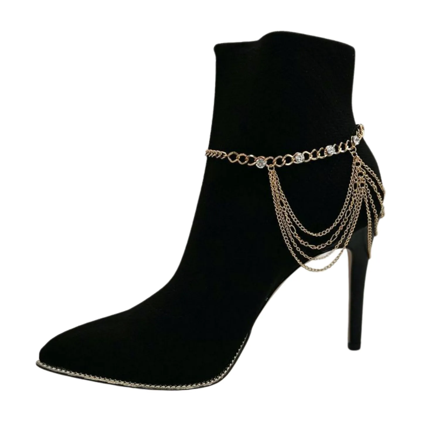 Gold Metal Boot Chain Bracelet Shoe Anklet Bling Wave Charm One Size