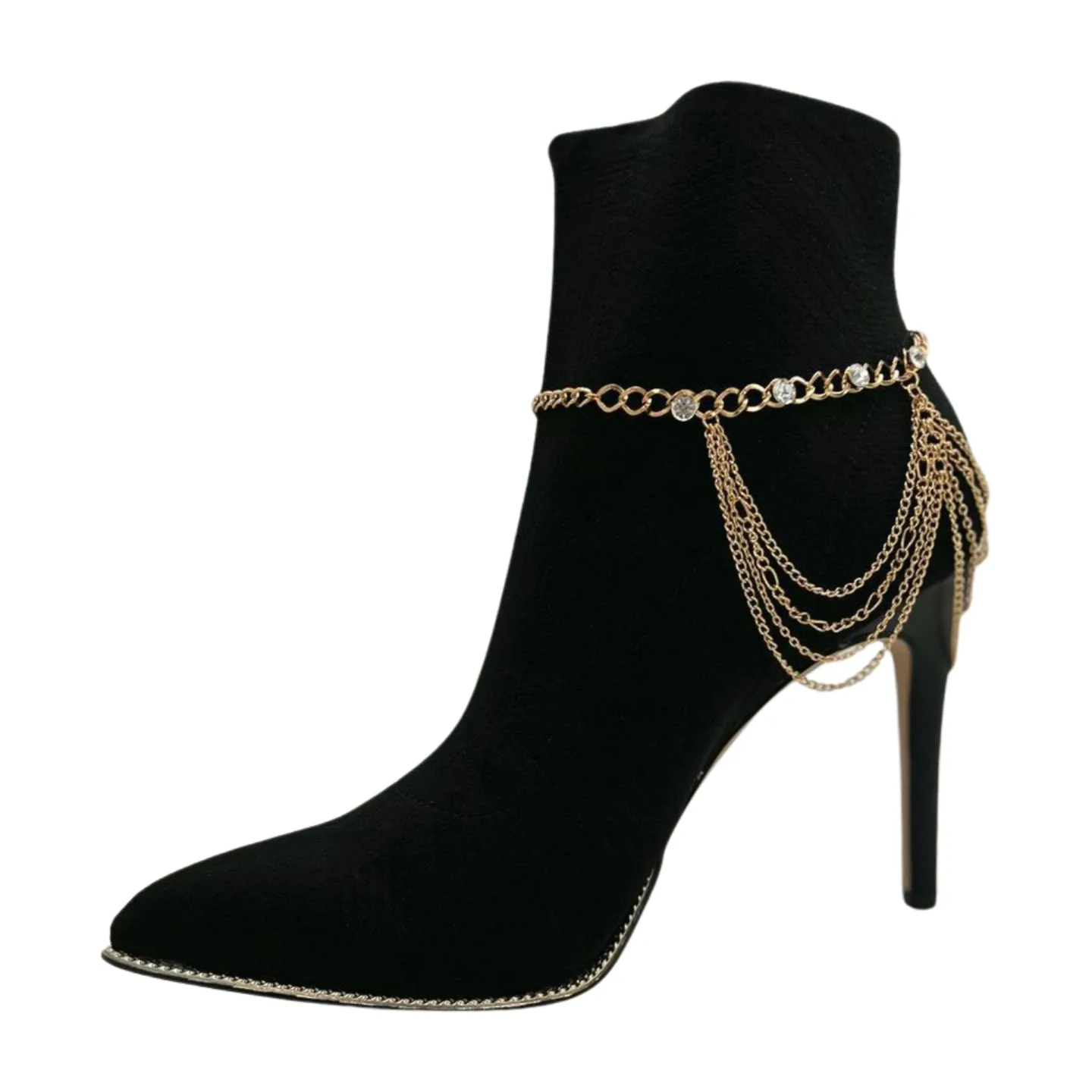 Gold Metal Boot Chain Bracelet Shoe Anklet Bling Wave Charm One Size