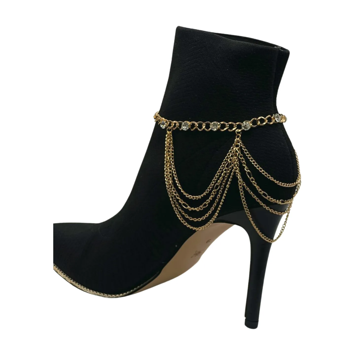 Gold Metal Boot Chain Bracelet Shoe Anklet Bling Wave Charm One Size