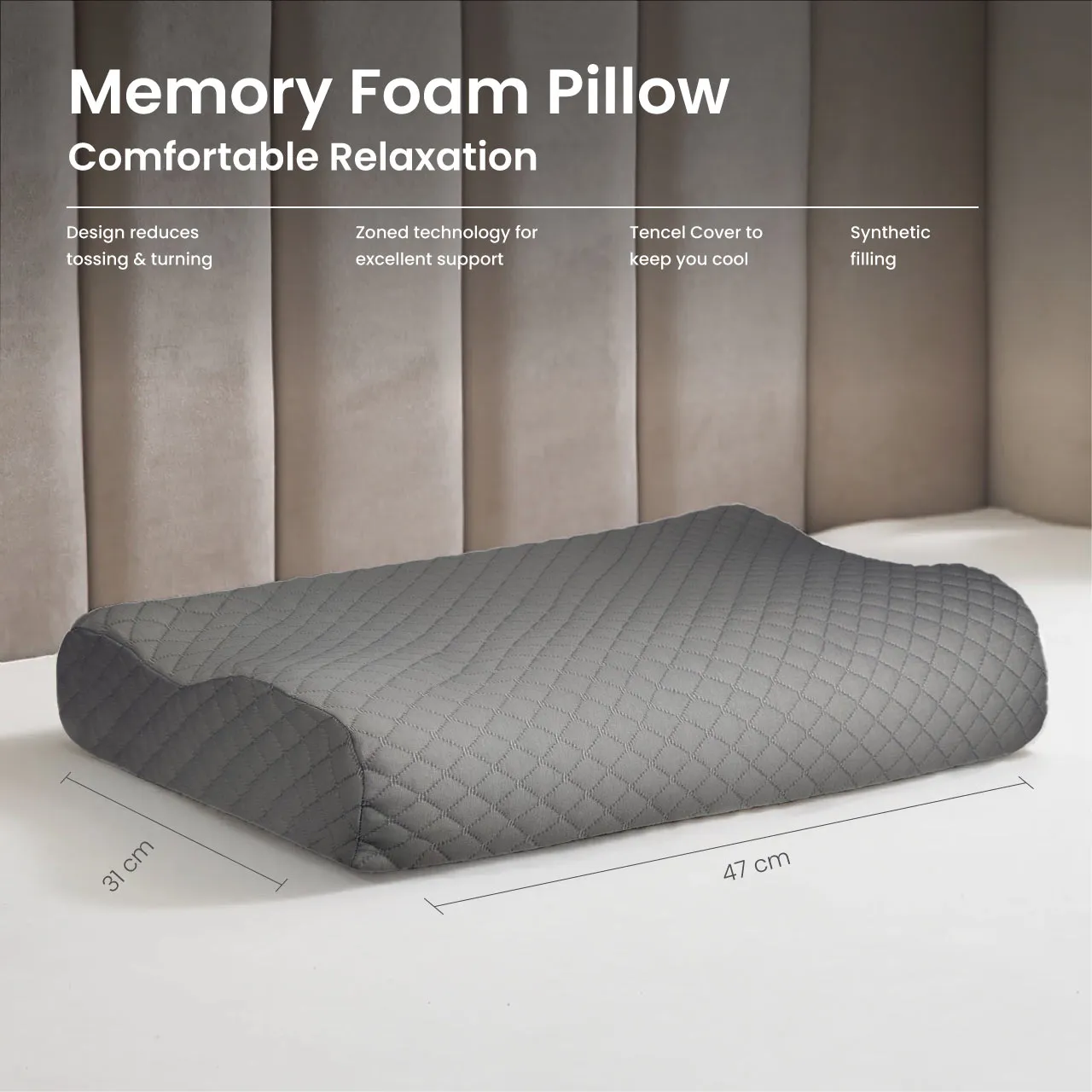 High Quality Mini Size 31x47cm (7x9) Knitted Anti Snore Contour Cervical Neck Support Memory Foam Pillow with Washable Grey Cover