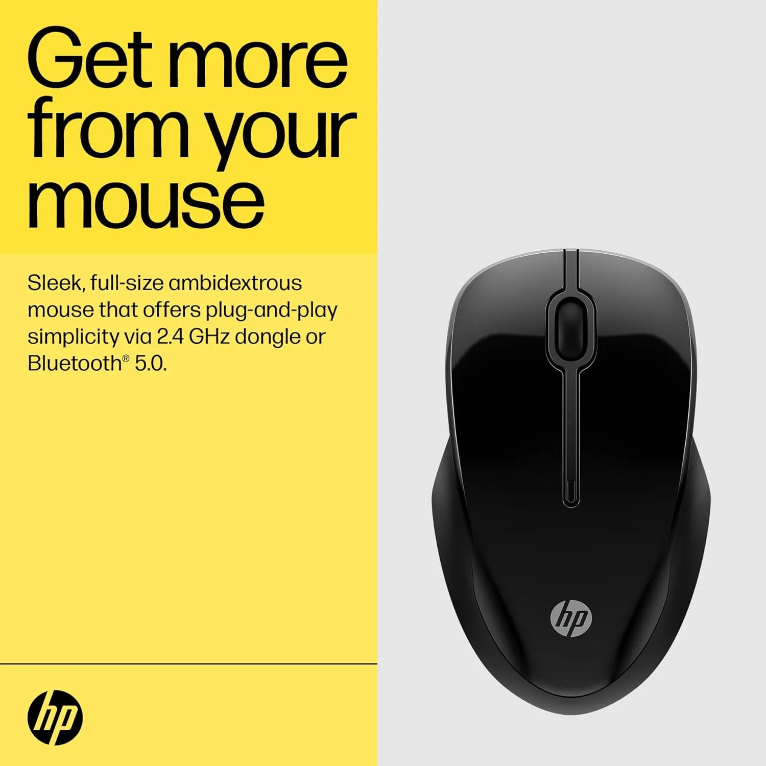 HP 250 Dual Mouse - Wireless Connectivity, Multi-Surface, Ambidextrous - Black