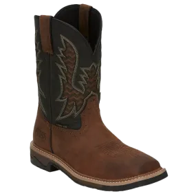 Justin Work Men's Bolt Water Buffalo Black & Brown Boots SE4113