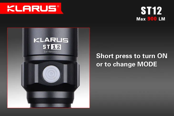 Klarus ST12 2x CR123 / 1x 18650 900 Lumen Cree XM-L2 LED Flashlight