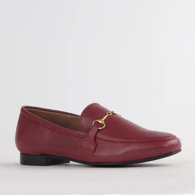 Loafer with Gold Trim in Red - 12451